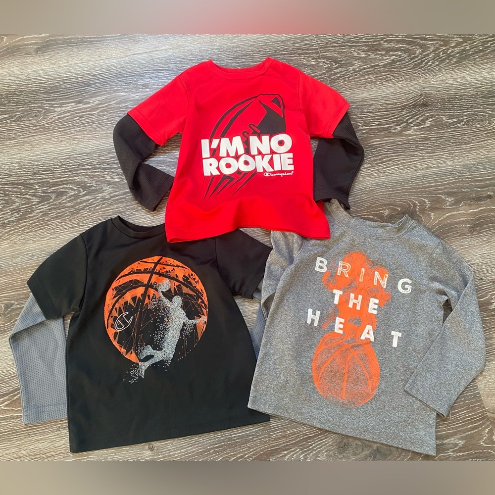 Champion and Carters Boys Performance Long Sleeve Tees - 3T